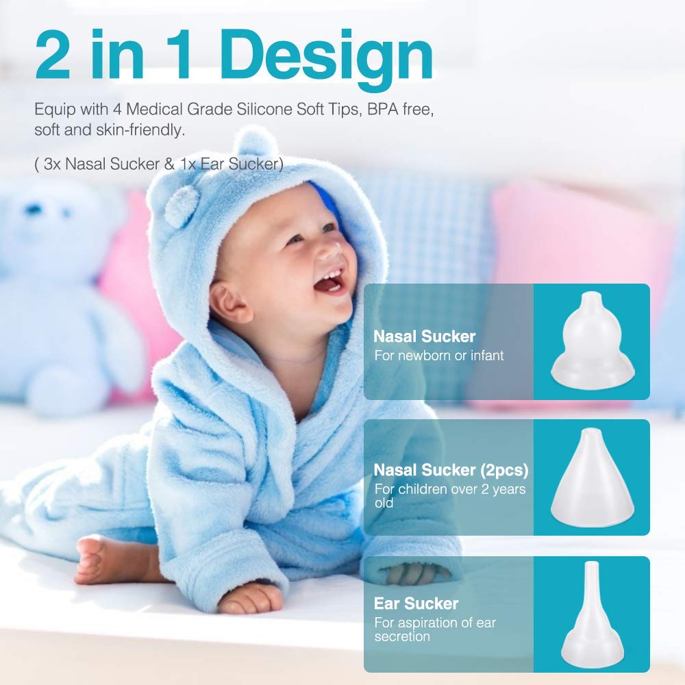 Niño bebé Nasal Aspirador eléctrico led Pantalla Nariz Limpiador inhalador Equipo recién Nacido Cuidado de la Oreja evitando espirat de espirat