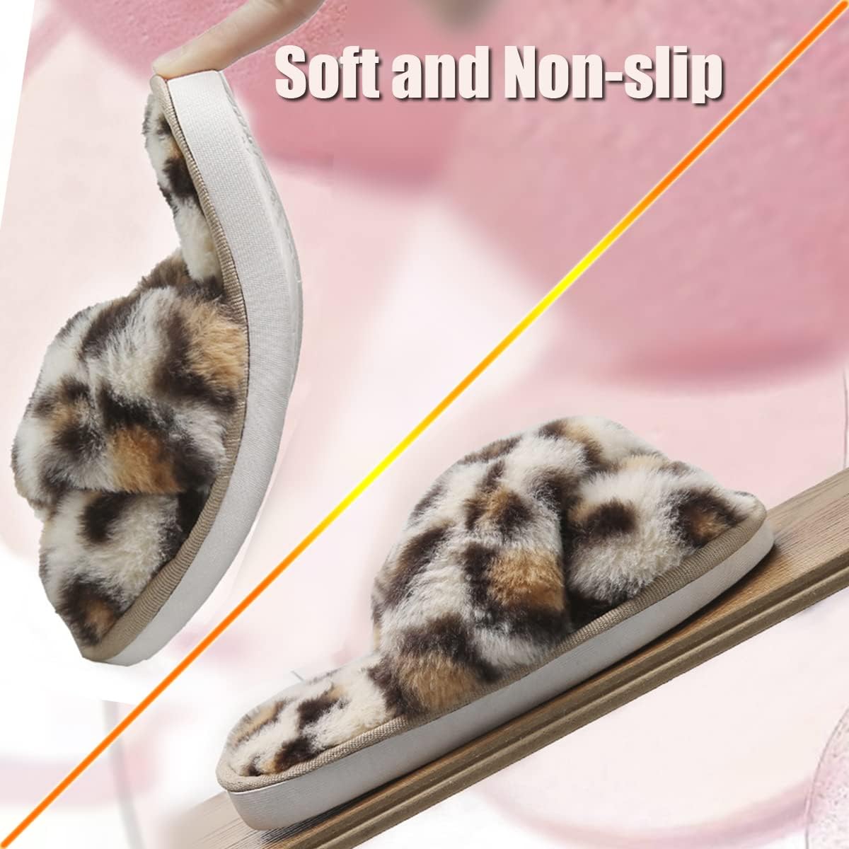 LightFun Pantuflas peludas y esponjosas para niña, con puntera abierta, para niños, con banda cruzada, para niñas, casa, interiores y exteriores