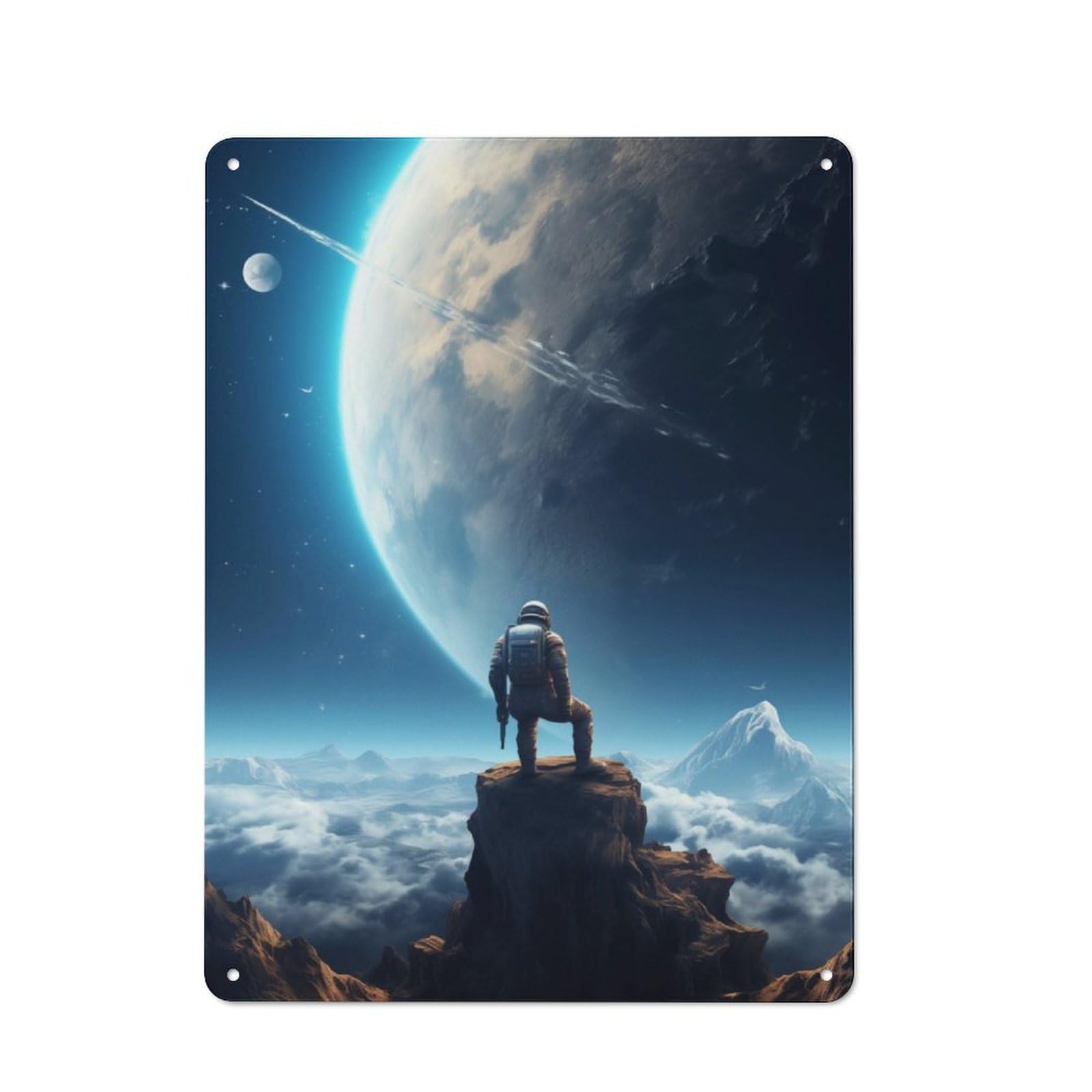 Junmoney Astronaut Space Galaxy Classic Kitchen Metal Sign 40X30cm Featuring Cafe Wall Decor For Restaurant, Kitchen, Counter Or Breakfast Nook