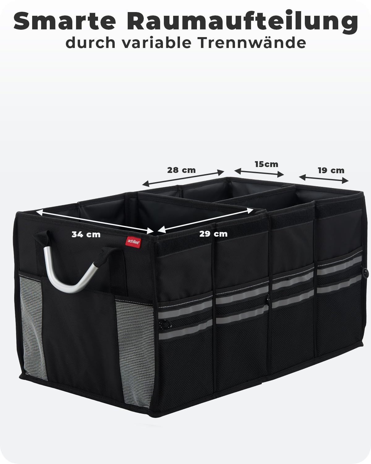achilles Strong-Box - extrem belastbare Transport-Tasche - Faltbox für den Kofferraum, Reisen oder den Einkauf (Schwarz)