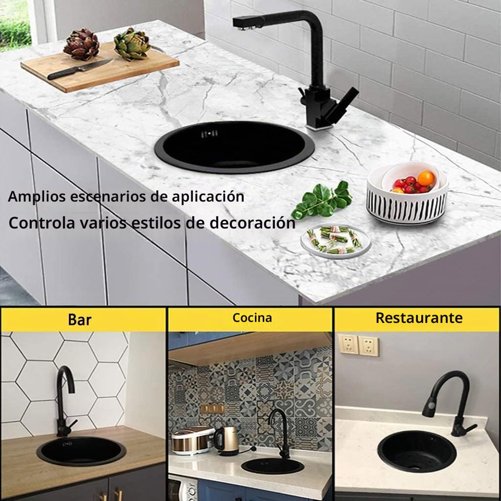Fregadero Redondo Negro Piscina De Renovación De Cocina Fregadero Individual Redondo Fregadero Pequeño Lavabo Redondo para Baño Lavado De Verduras Y Lavavajillas (Color : Negro,35cm)