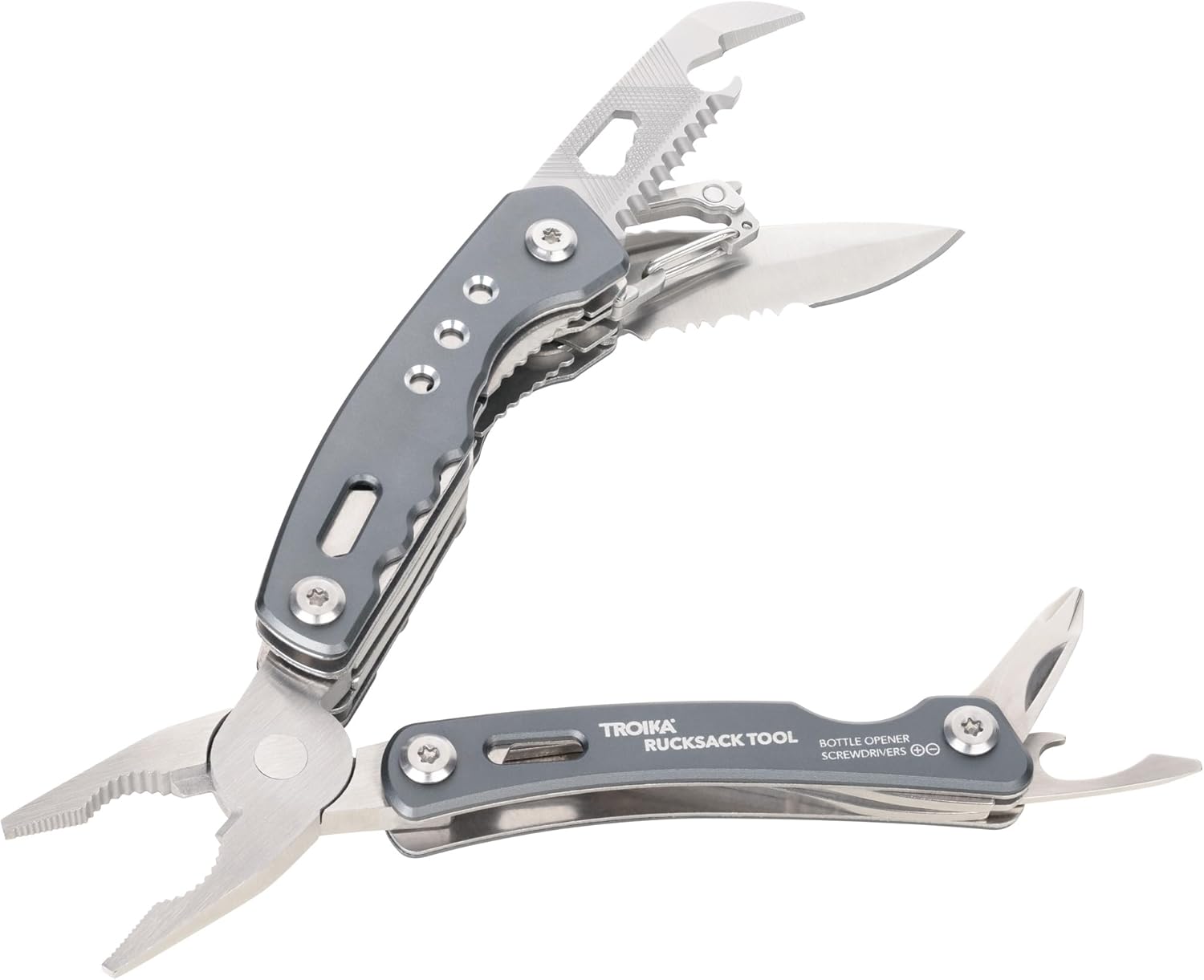 Multifunctional Tool Backpack Tool with 15 Functions - Backpack Tool - Integrated Spring and Locking Function - Carabiner - 420 Stainless Steel