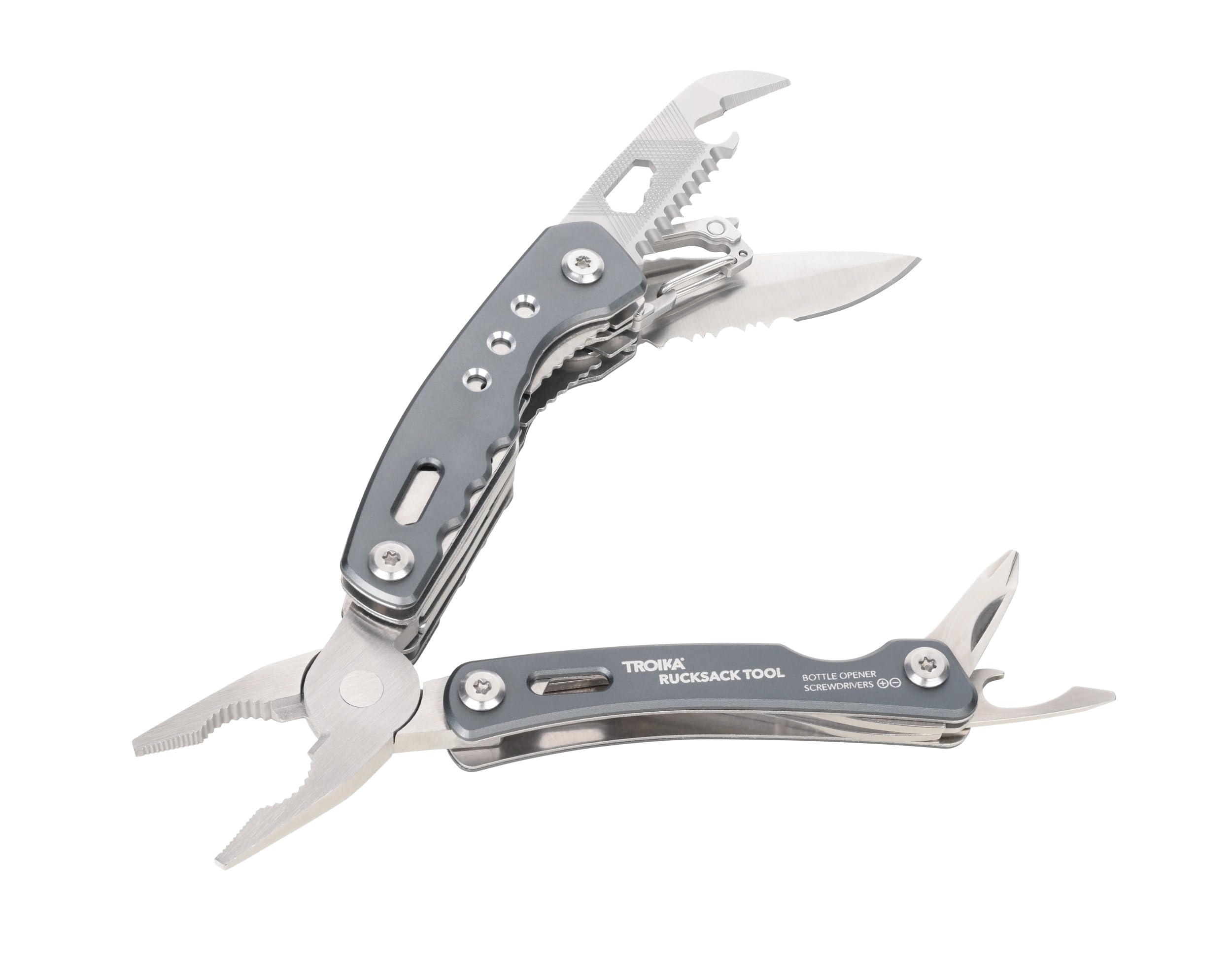 Multifunctional Tool Backpack Tool with 15 Functions - Backpack Tool - Integrated Spring and Locking Function - Carabiner - 420 Stainless Steel