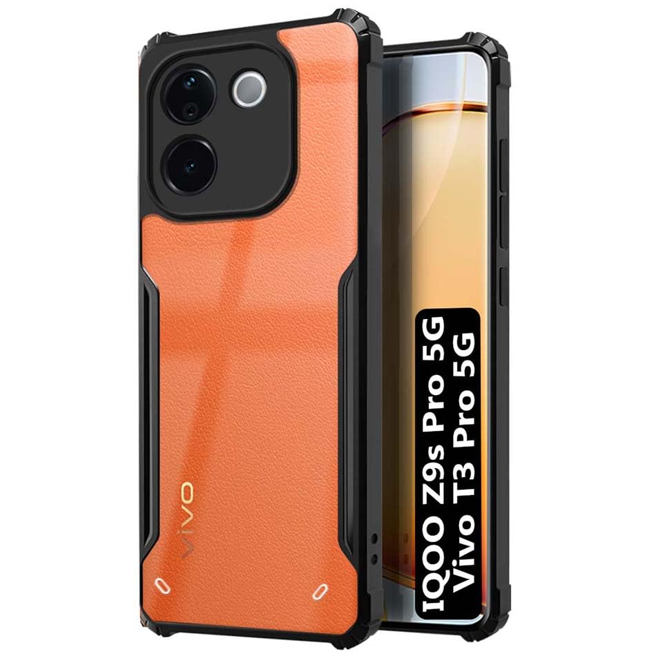 Fashionury Shockproof Crystal Clear Back Cover for iQOO Z9s Pro 5G / Vivo T3 Pro 5G | Protective Design | 360 Degree Protection | Transparent Back Cover iQOO Z9s Pro 5G / Vivo T3 Pro 5G (Black Bumper) (B0DFQ8CNXX) Amazon Price History, Amazon Price Tracker