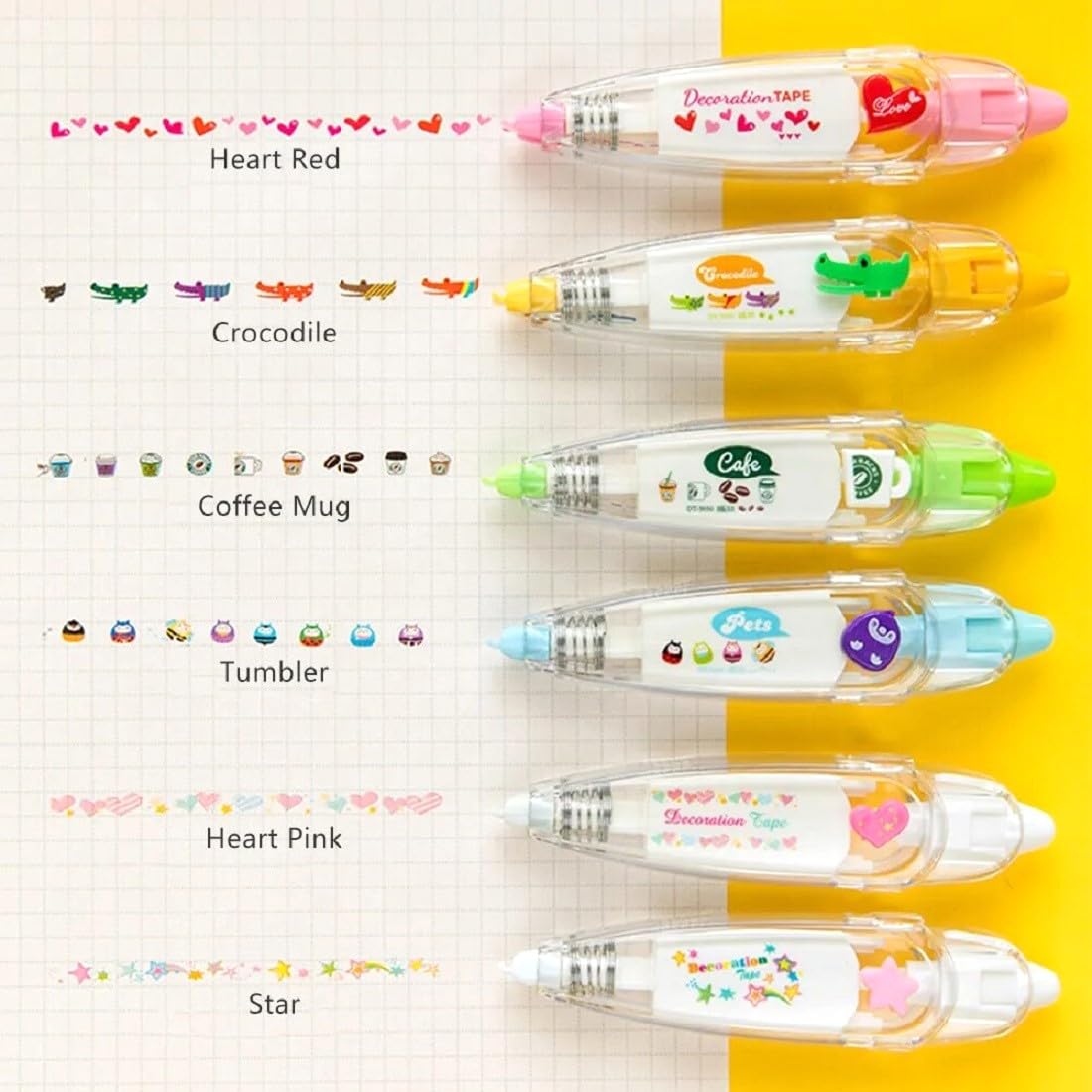 FunBlast Decoration Tape, 2 Pcs Cute Novelty Sticker Pen Machine Decorative Tape for Scrapbooking Diary Planner Journal DIY Art & Crafts Decorative Masking Tape (4 Meter X 6 MM) (Random Design)