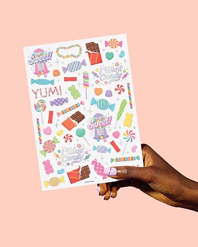 Miniatura 5 de xo, Fetti Tatuajes temporales para fiesta de caramelos, 72 estilos iridiscentes, decoraciones de cumpleaños de postre, recuerdos de fiesta temática