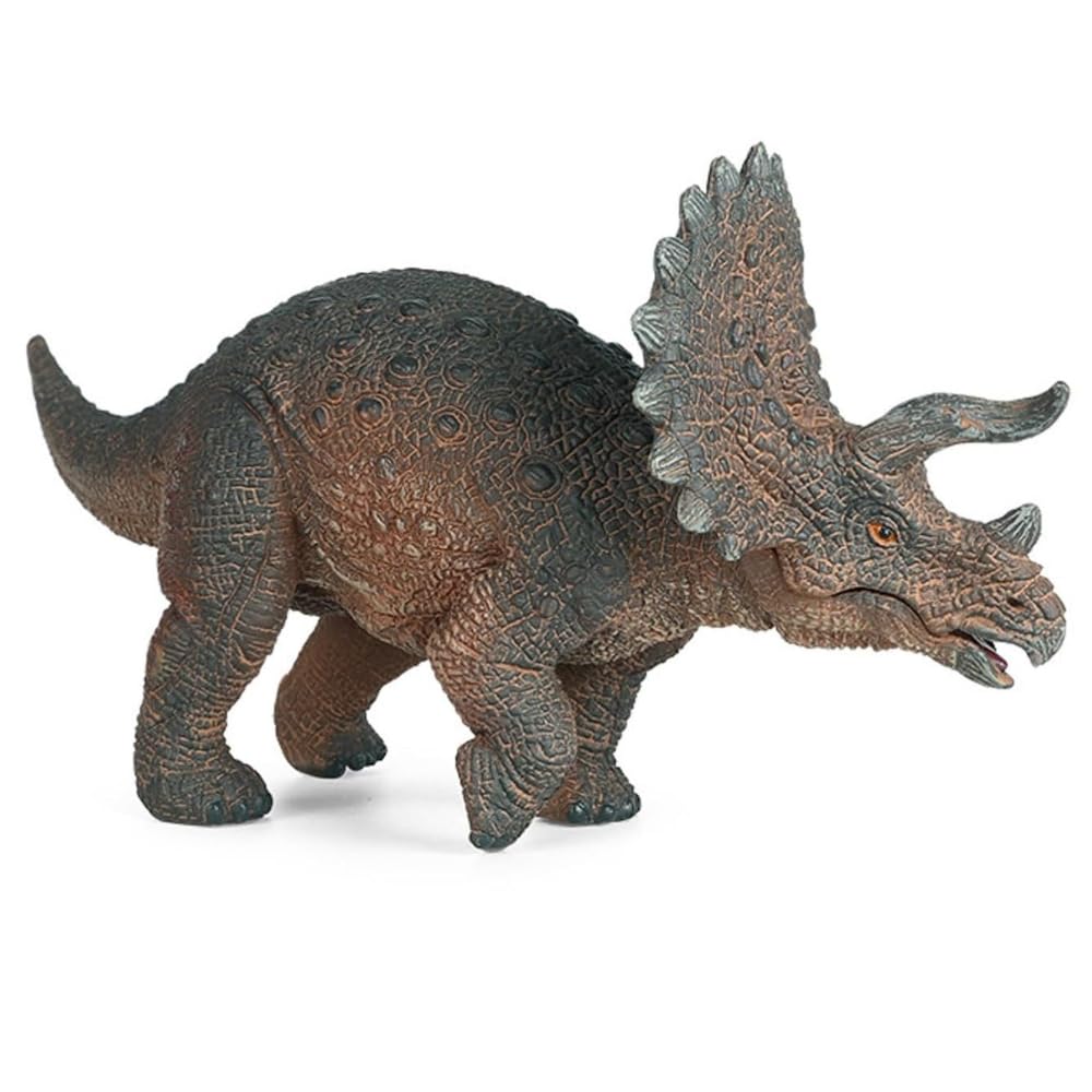 FUNFOB Dinosaur Toy Figure Width- 19cm Triceratops Dinosaur Toys for Kids & Adults PVC Multicolour | Whole Brown Triceptor SML-image-12