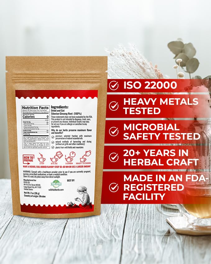 Image of 2 oz. Siberian Ginseng Ginseng Root Tea (Eleutherococcus Senticosus) - 56g Herb Tea Siberiano