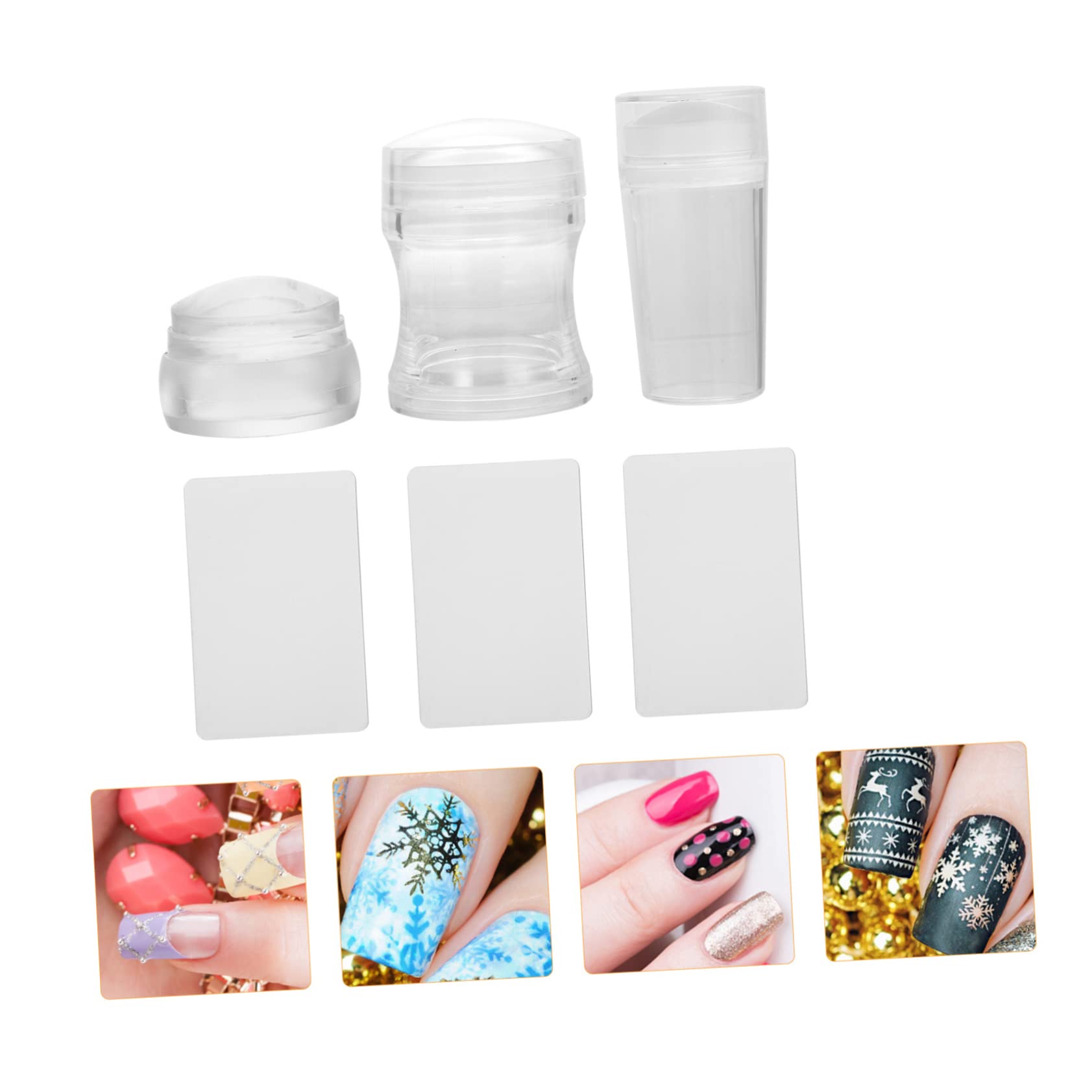 Healvian 9sets Timbratori Per Unghie Silicone Trasparente Con Raschietti Strumenti Per Manicure e Decorazioni Nail Art Facili Da Usare e Leggeri Per Creazioni Di Unghie Uniche