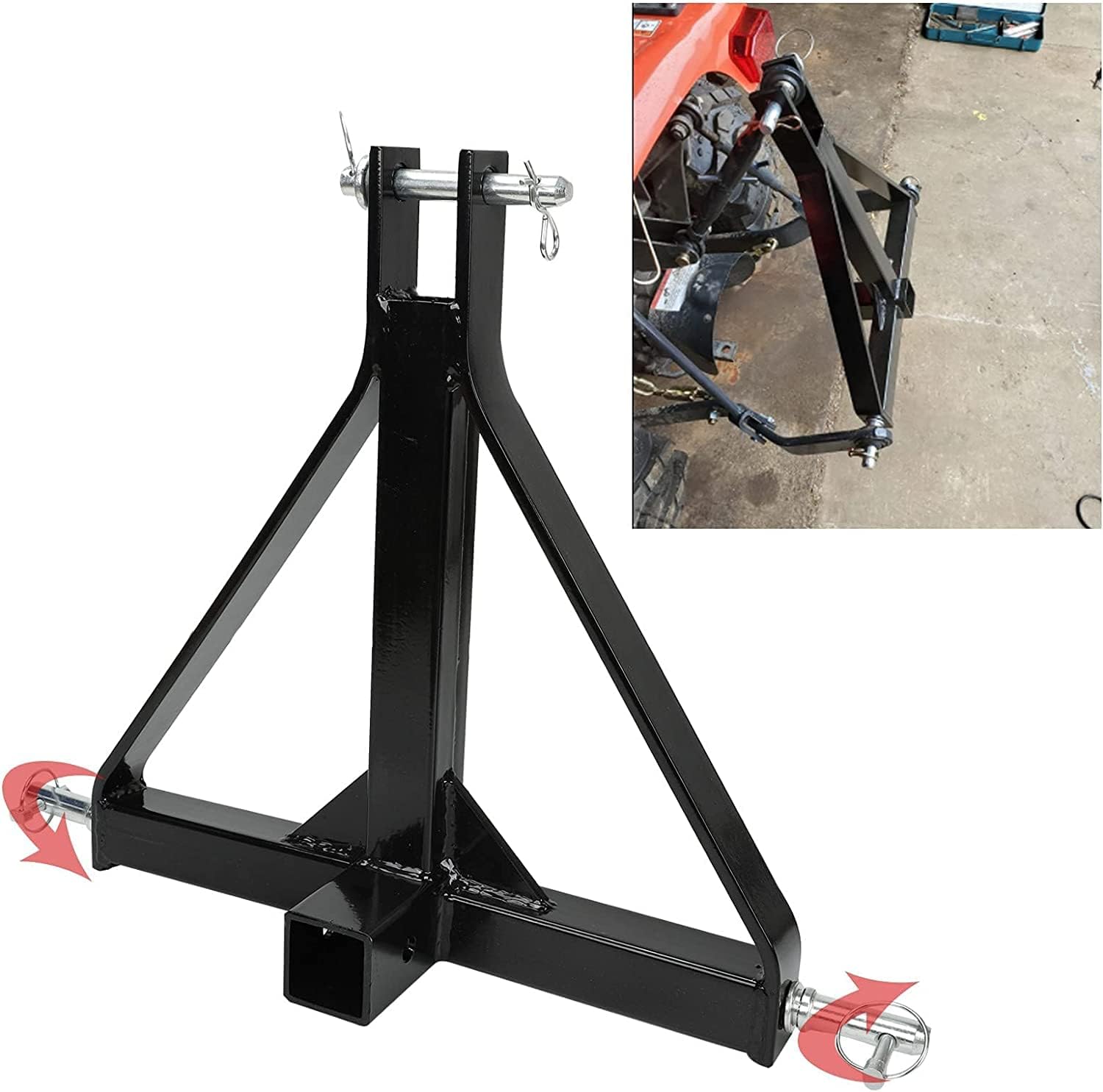 VOWAGH 2" Receiver 3 Point Trailer Hitch Category 1 Tractor Tow Drawbar Adapter Compatible with BX Kubota John Deere LM25H WLM Tractor NorTrac Kioti Yanmar, Black