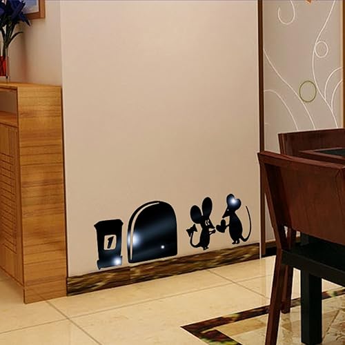 Miniatura 5 de Paquete mixto de 9 piezas de calcomanías de pared con agujero de ratón, decoración de esquina de pared, decoración de bricolaje para el hogar, arte
