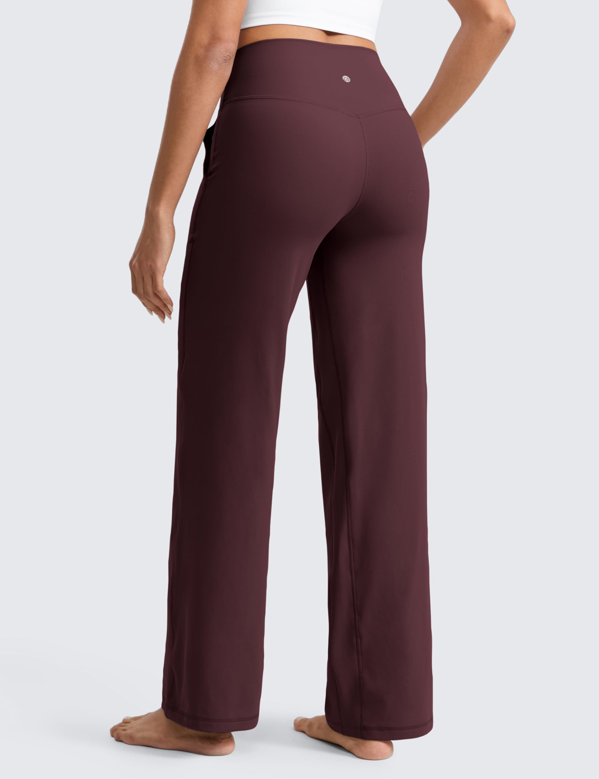 CRZ YOGA Butterlift Pantaloni a Gamba Larga 74cm Prugna Matura 42 | Burroso Morbido, Compressione Moderata, Yoga, Casual, A Vita Alta, per Donna
