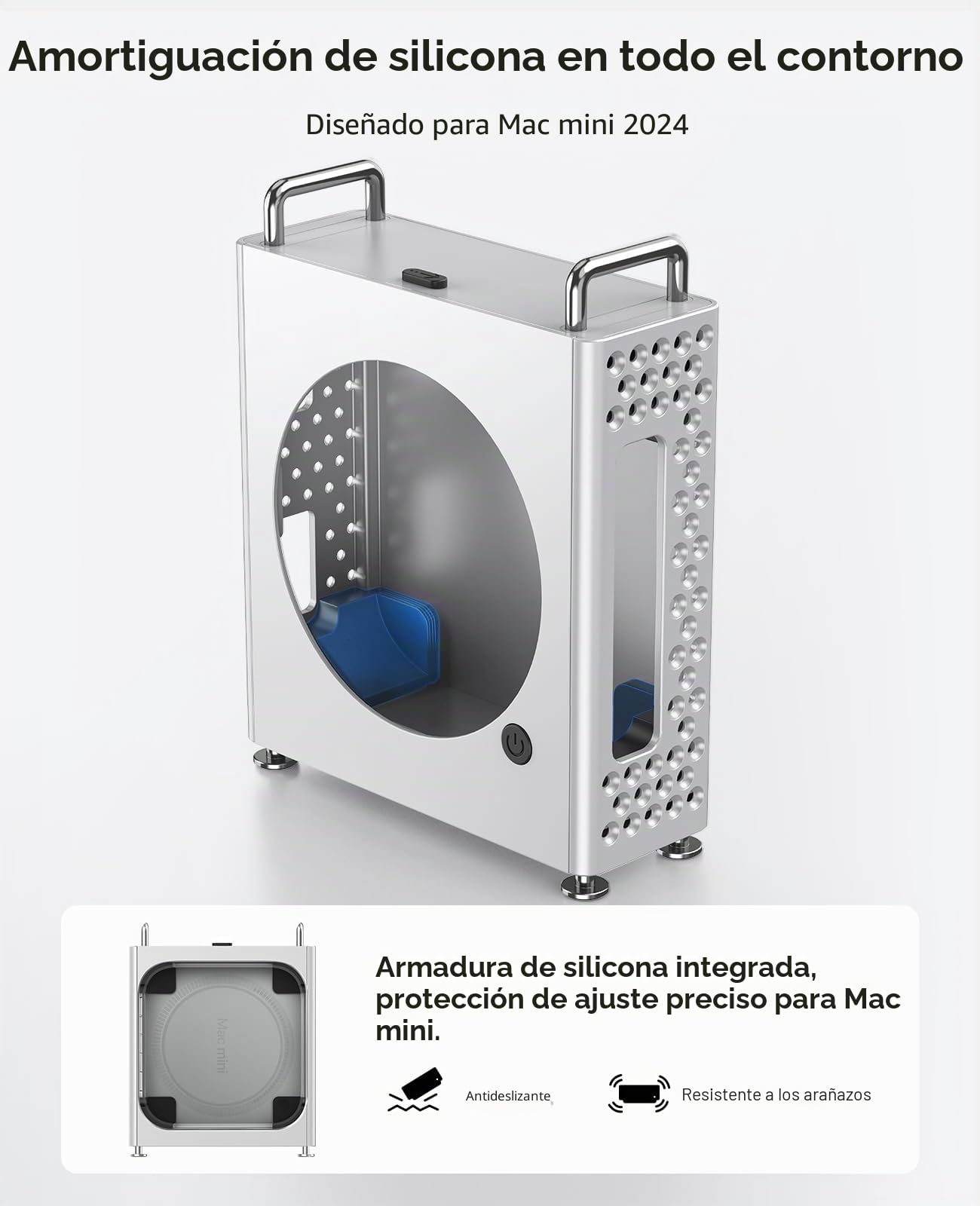 ORICO MiniPro Carcasa de Aluminio Soporte para Mac Mini M4 – Carcasa protectora de pie con capa interior de silicona suave, funda de montaje sin herramientas, base perfecta para Mac mini M4 Pro 2024