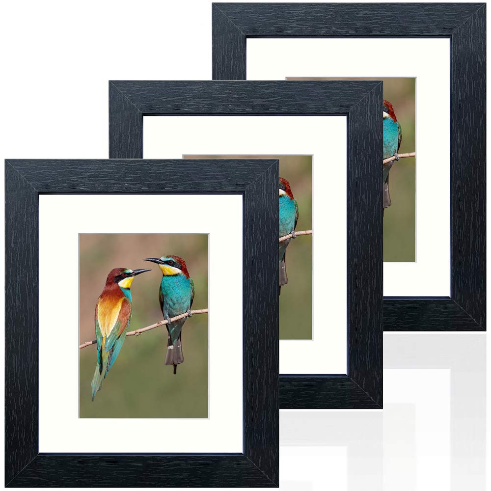 Wocred 3 pack Rustic Picture Frame—8x10,Picture Frame for Table Top Display and Wall Mounting Photo Frame,Black.