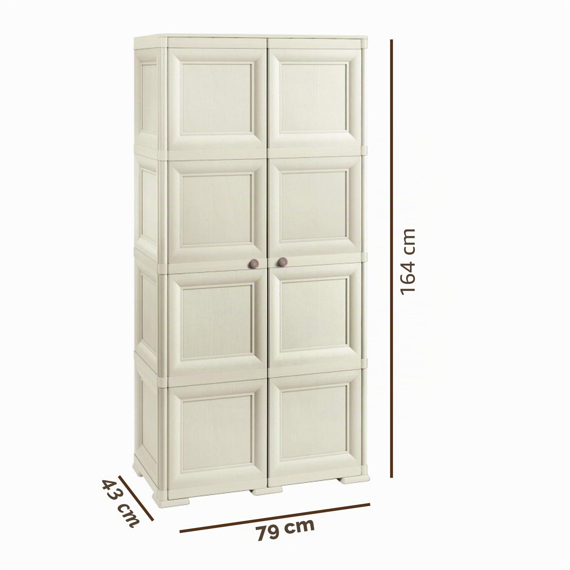 Tontarelli Omnimodus Armadio 2 Ante 4 Ripiani e Vano Verticale Aperto Portascope, 79 x 43 x 164 cm - Facile Montaggio Senza Attrezzi