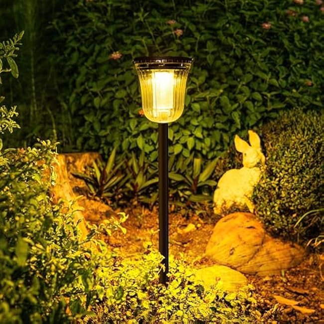 JSOT 4 Pack Bright Solar Path Lights Outdoor, IP65 Waterproof Solar Lights for Outside Landscape Walkway Driveway Sidewalk Path Garden with 2 Modes