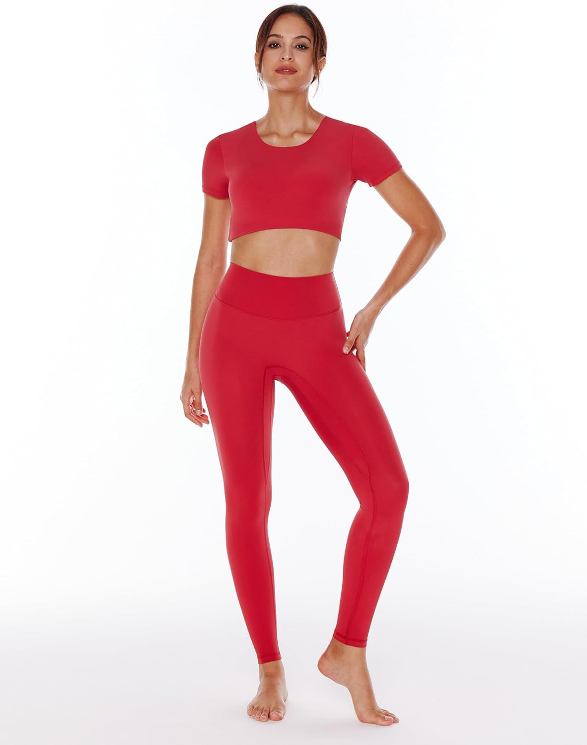 Open Back Workout Crop Tops for Women Backless Yoga Shirts Gym Short Sleeve Mild Support Compression Tee with Bra - Image 6