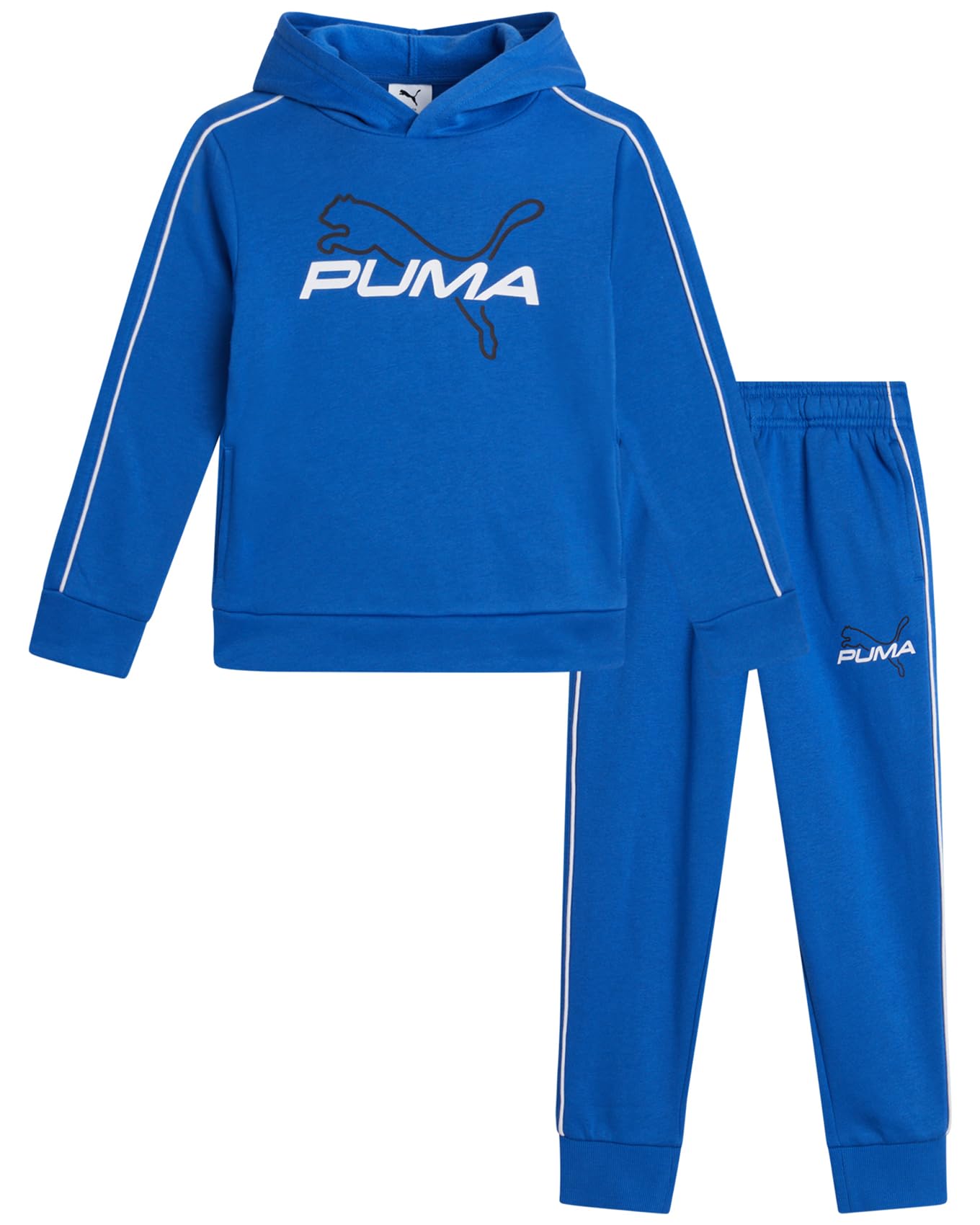 PUMA Set di pantaloni da bambino, 2 pezzi, con felpa con cappuccio e pantaloni da jogging, in morbido pile, per taglie da bambino