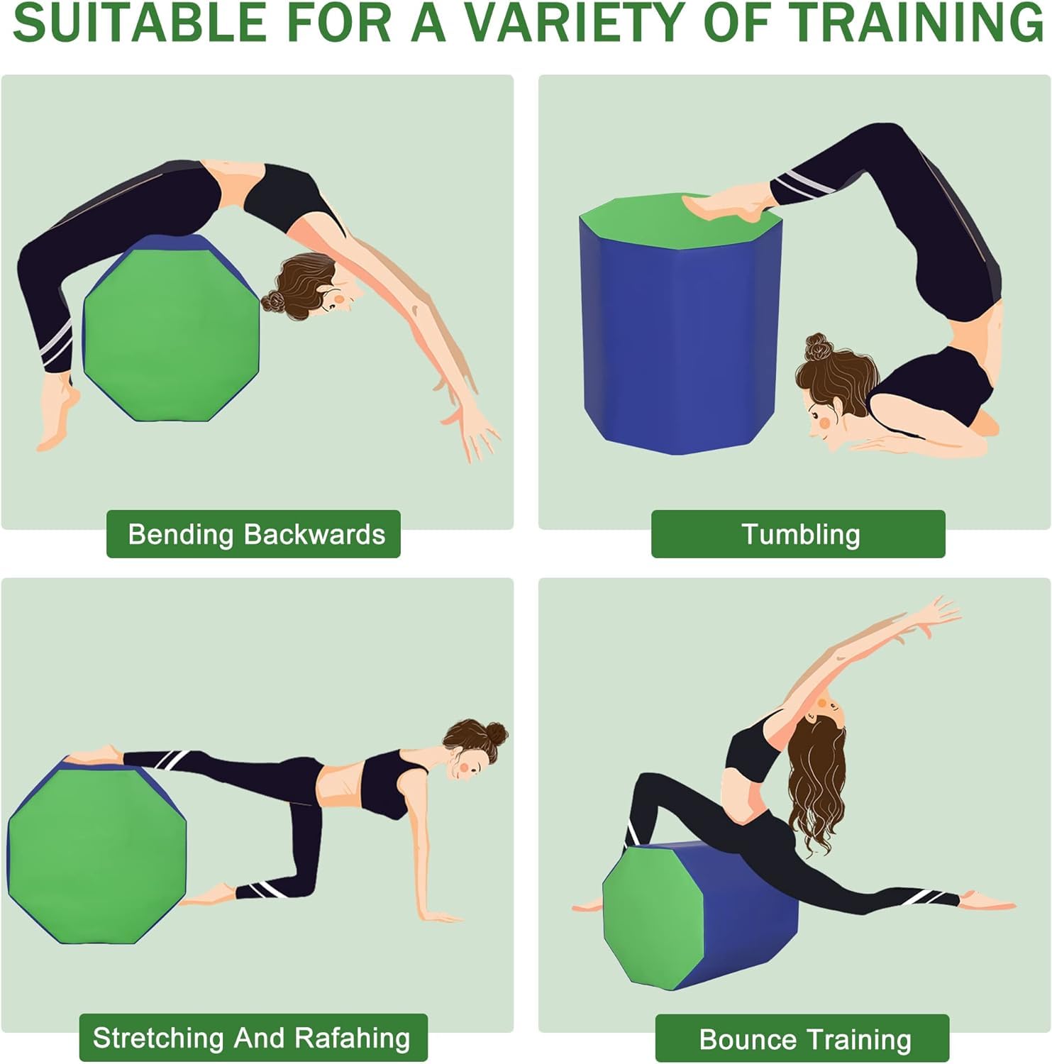 NILoykg& Ginnastica Ottagono Mat Skill Shape Tumbling Balance Fitness Ginnastica Tumbler Mat Somersault Backbend Trainer Esercizio Mat Pad Schiuma Rolls
