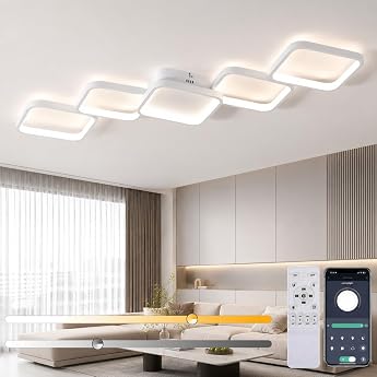 LED Ceiling Light Dimmable Living Room Ceiling Light with Remote Control & App 54W 5400LM schlafzimmerlampe Memory Funktion/Nachtlicht 106x40cm Modern Design Wei  Wohnzimmerlampe f r Esszimmer K chen Flur [Energy Class A]