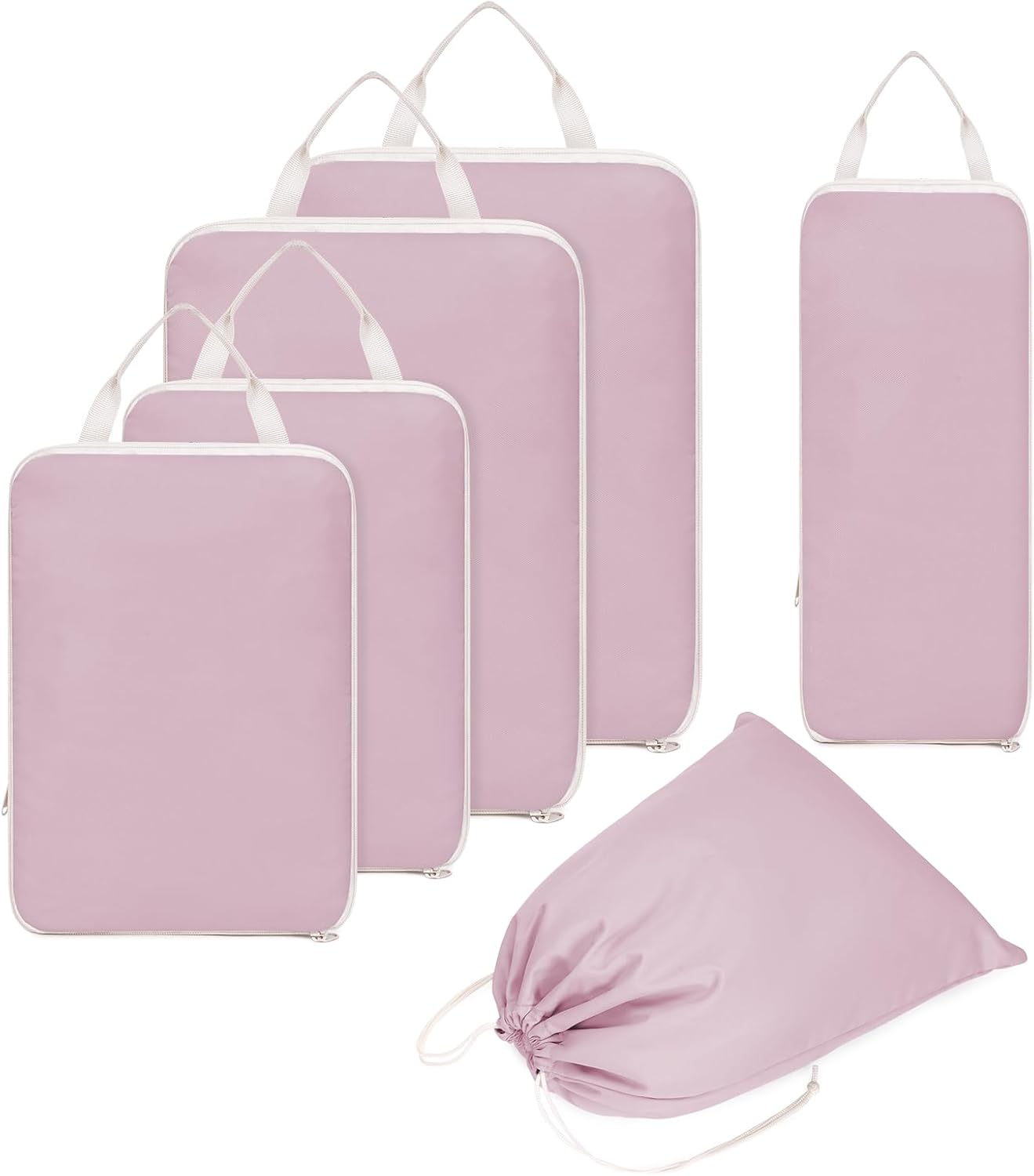 Narwey 6 Set Compression Packing Cubes for Backpack and Suitcases, Travel Organiser Packing Bags for Carry on Hand Luggage (Dusty Rose)
