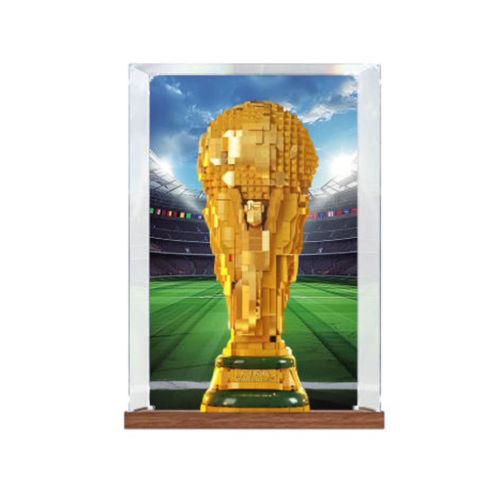 Akrylowa witryna kompatybilna z Lego 43020 World Cup Trophy, pyłoszczelne, przezroczyste pudełko do przechowywania, kompatybilne z Lego 43020 (model nie jest dołączony) (tło)