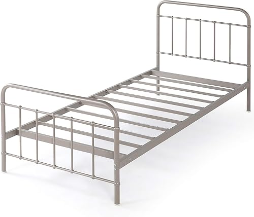 Miniatura 94 de Zinus Florence - Base de cama con plataforma de metal, base de colchón, no necesita somier, fácil montaje, blanco, tamaño matrimonial. Blanco,Negro