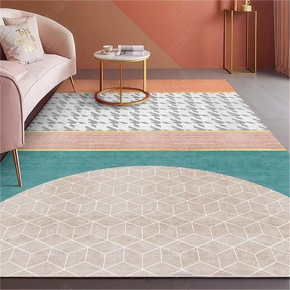 Antidérapant pour tapis bleu géométrique de chambre 80x160cm