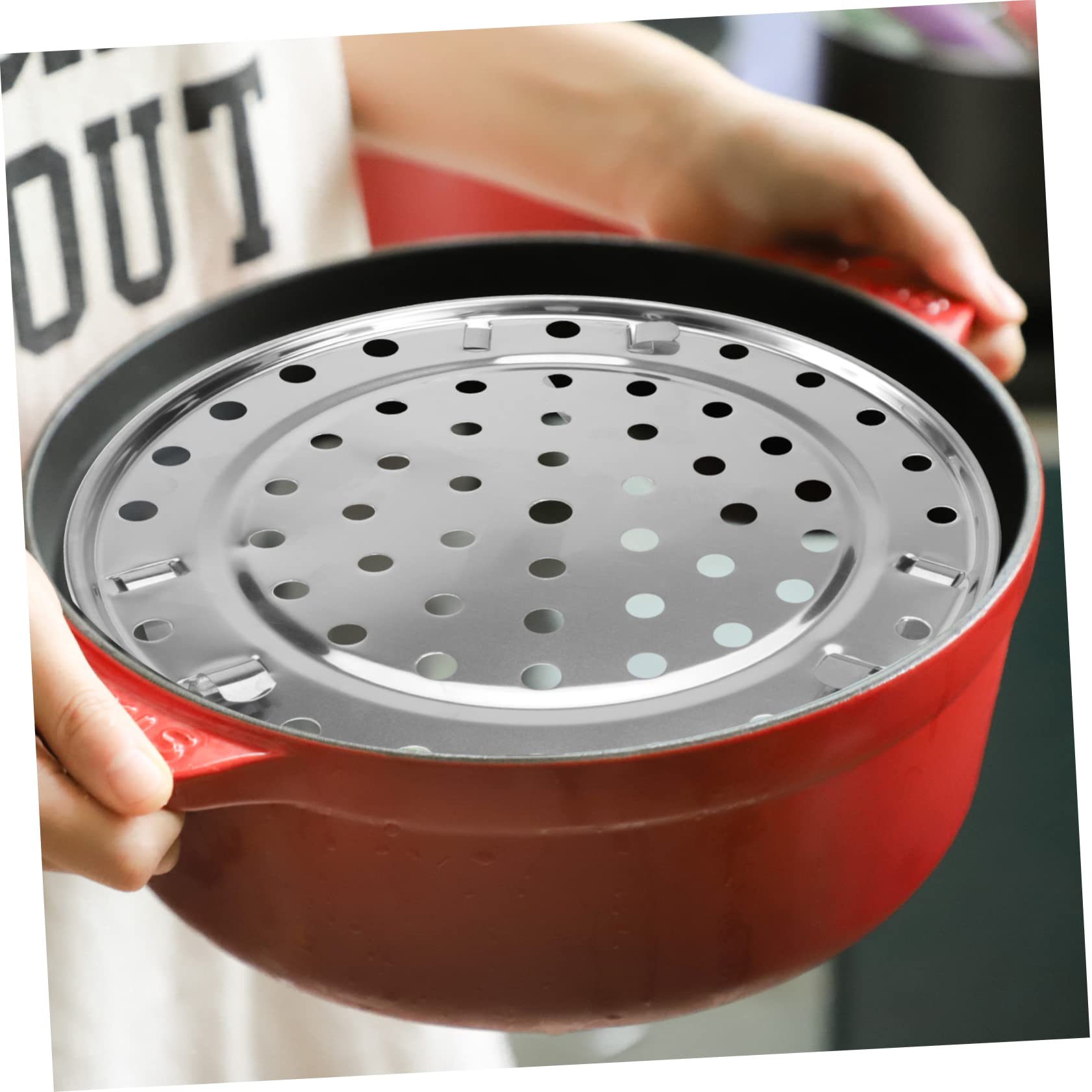 Cabilock Medium Stainless Steel Rack for Pots Round Steaming Stand Kitchen Cooking Essential for Food Steaming Baking and Roasting