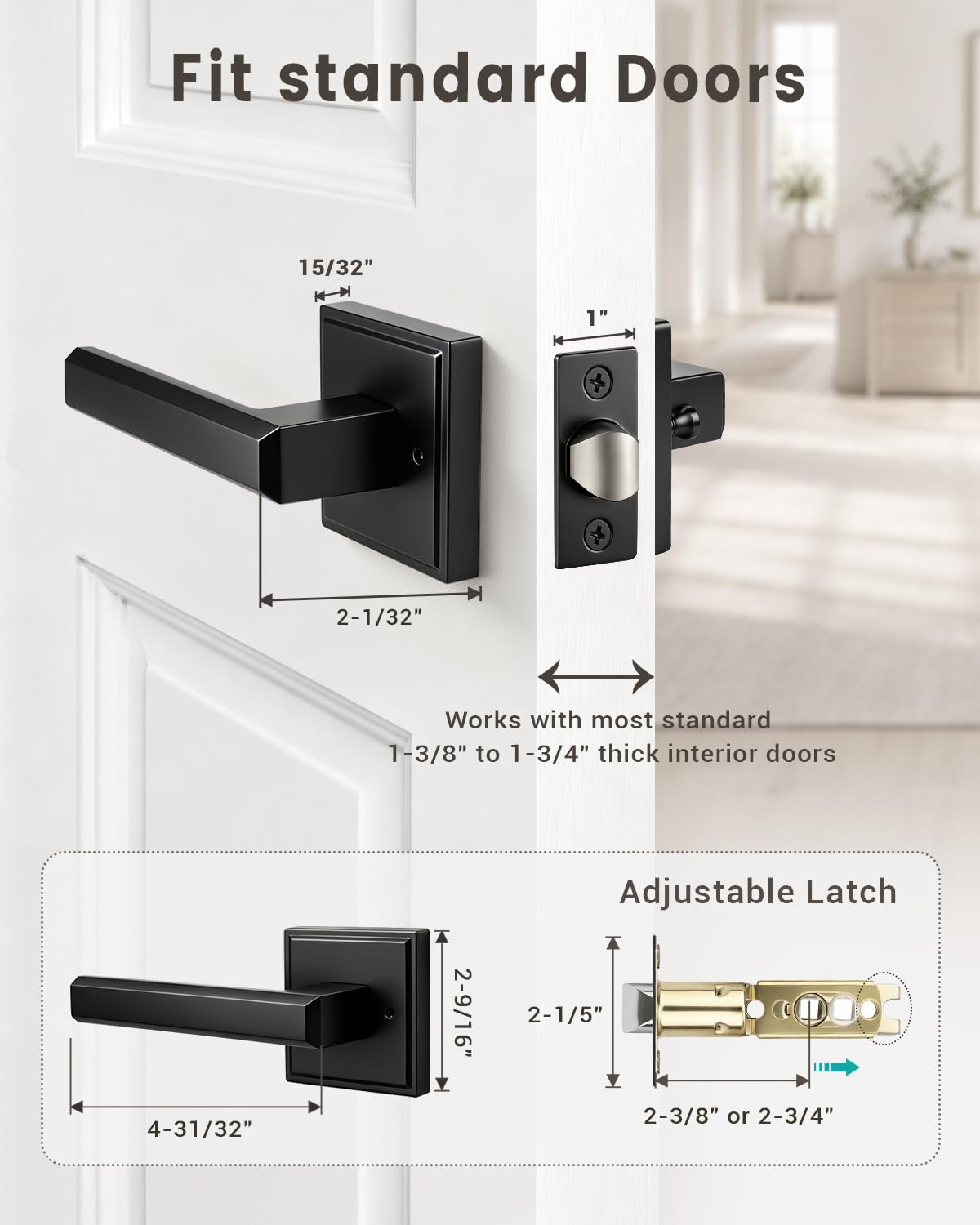 KNOBWELL Matte Black Door Knob with Lock - Keyless Entry -5