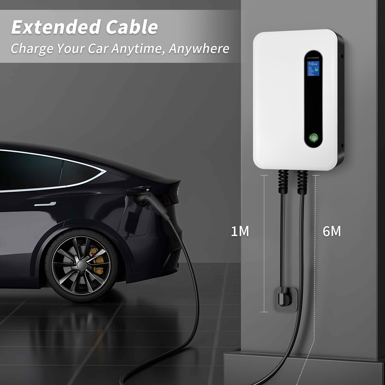 Amazon.com: LEFANEV 32A 7.68KW cargador EV de nivel 2, estación de