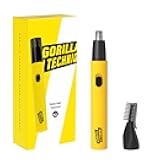 Gorilla Technique Nose Ear Hair Trimmer for Men, Rechargeable 2-in-1 Trimmer for Nose Ear Eyebrow Hair Removal, No Pull No Snag Grooming with High-Speed 10,000rpm Motor, 2 Heads