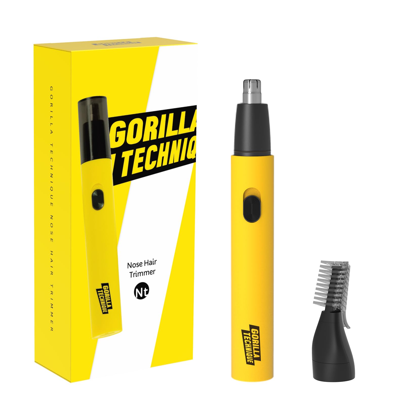Gorilla Technique Nose Ear Hair Trimmer for Men, Rechargeable 2-in-1 Trimmer for Nose Ear Eyebrow Hair Removal, No Pull No Snag Grooming with High-Speed 10,000rpm Motor, 2 Heads