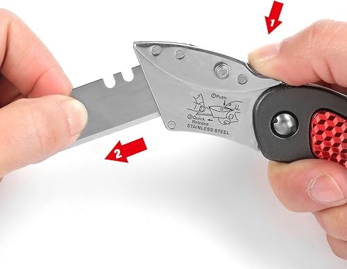 Miniatura 2 de WORKPRO Juego de cuchillos plegables de cambio rápido, mecanismo de bloqueo de 3 piezas con 10 cuchillas adicionales y cuchillo plegable azul