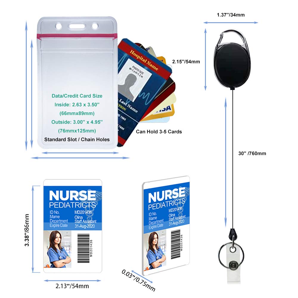 Lanyard-Visitenkartentasche, Kartenhalter mit Umhängeband, Ausweishüllen, NSNT, tragbar, 5 Stück, Ausweishüllen, Rolle, PVC-Kreditkartenetui, einziehbar, ausziehbar, Keychian, wasserdicht, Display-Tag