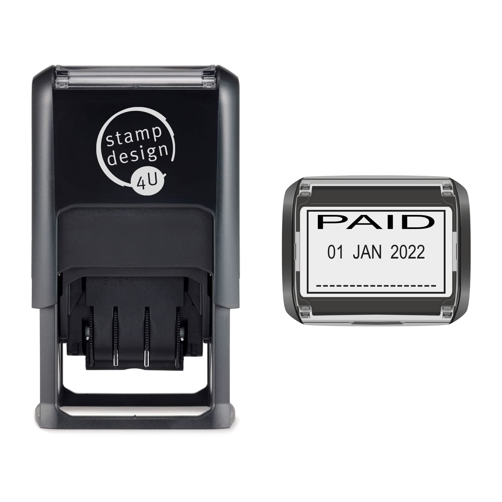 Stamp Design 4U Black Sd4u Word And Date Stamp Self Inking - Paid And Changeable Date In Ink