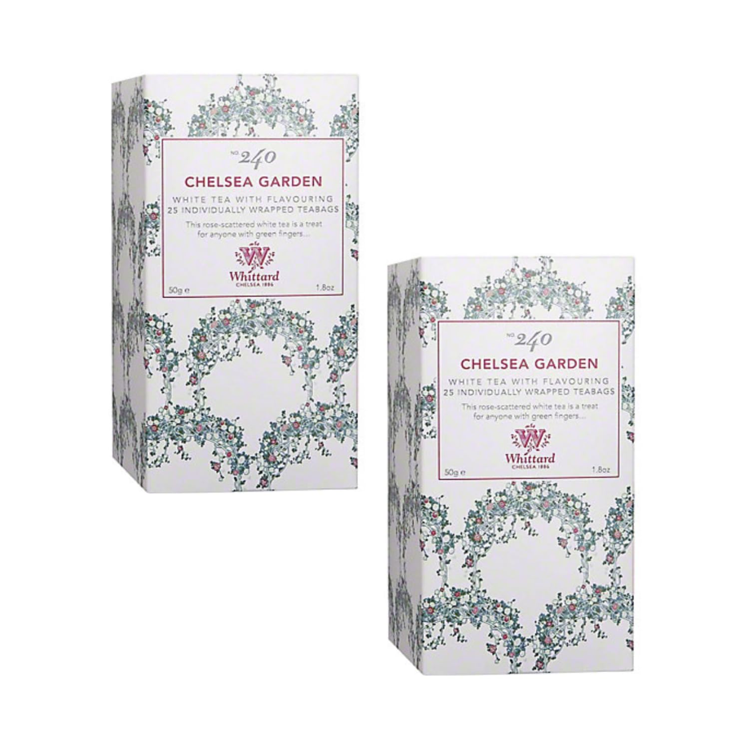 Whittard® | Tè Bianco Aroma ai Petali di Rosa | Tè Bianco Delicato e Petali di Rosa - 2 x 25 Filtri (2 x 50 Gr)