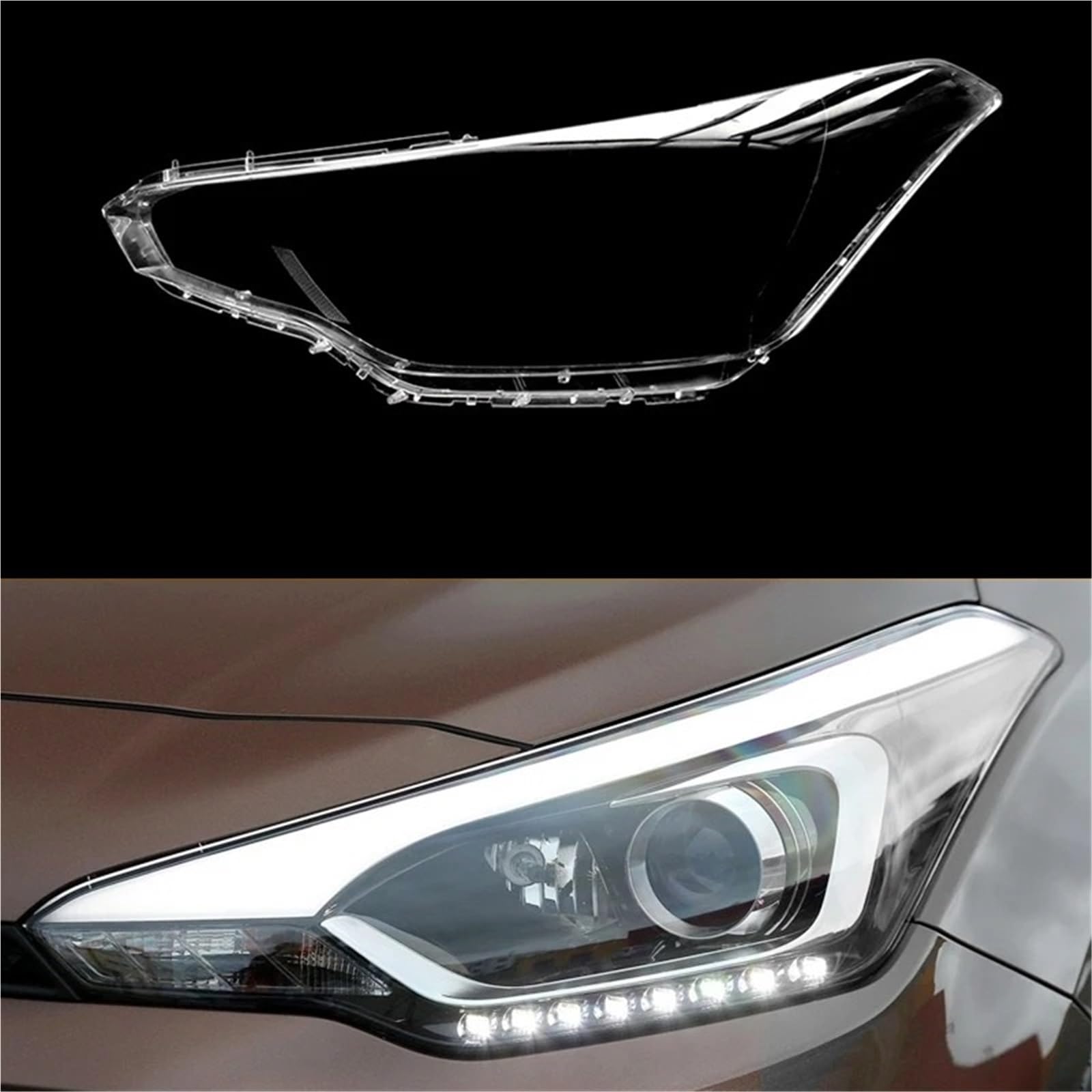 Copriobiettivo Faro Anteriore Auto Per Hyundai Per I20 2015-2018 Faro Lampada Faro Maschera Faro Anteriore Auto Copri Paralume Tappi Custodia Trasparente(Right)