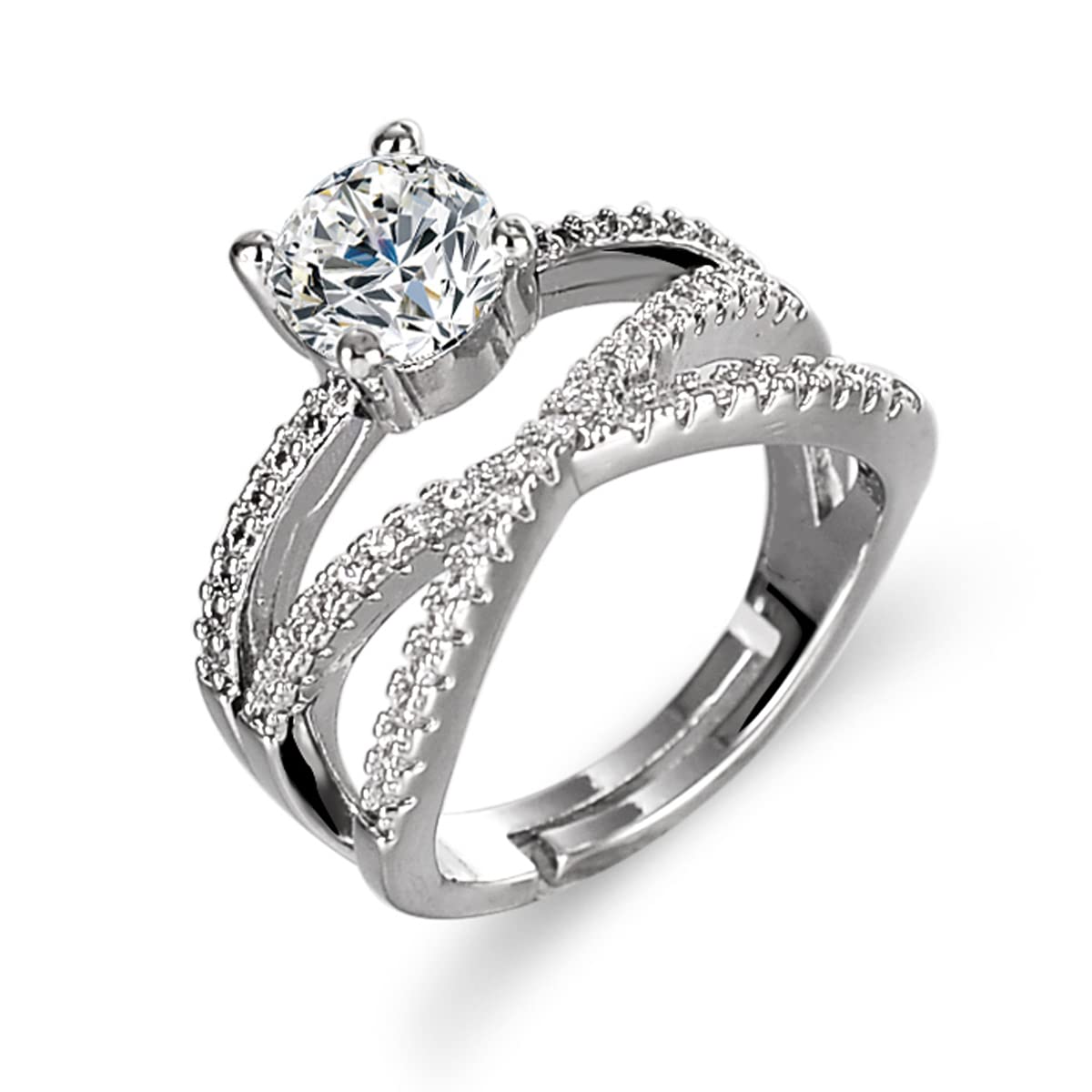 Jewels Galaxy Silver Plated American Diamond Studded Cross Design Solitaire Adjustable Finger Ring (SMNJG-RNG-5204) (B0C5RR8X3N) Amazon Price History, Amazon Price Tracker