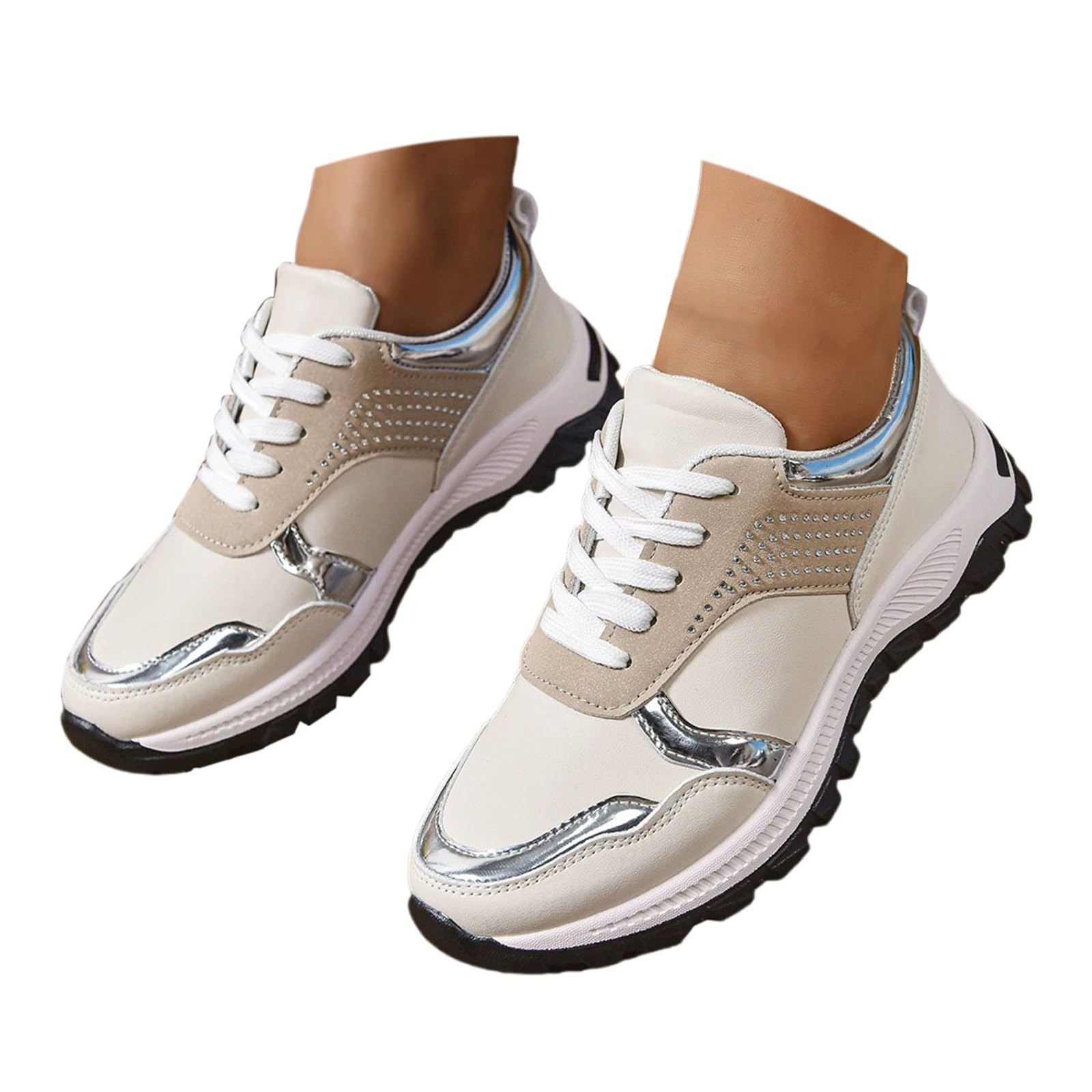 Scarpe da corsa da donna extra larghe, scarpe sportive con plateau e lacci | Scarpe da ginnastica retrò con suola antiscivolo, leggere, traspiranti, sportive e per il tempo libero