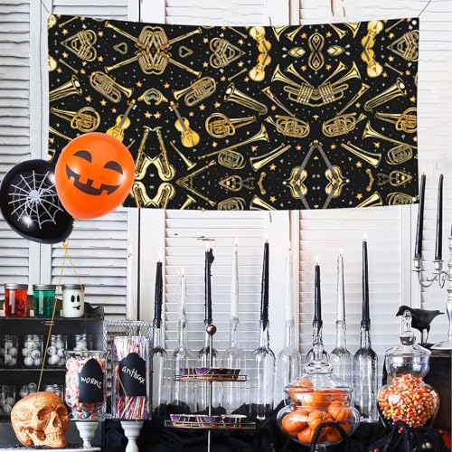 MINDBBDFJ Musical Instruments Print Banners And Signs For Outdoor/Indoor,Personalized Banner Customizable Parties Halloween Banner (180x90cm)2