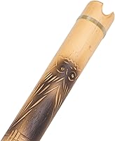 Vista 4 de NOVICA Flauta andina de bambú con búho y estuche de transporte textil, 'Night Owl