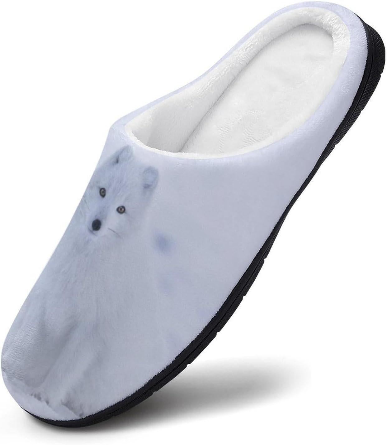 Arctic And Fox Snowy Women's House Slippers Memory Foam Warm Shoes Spa Rubber Sole Indoor Outdoor