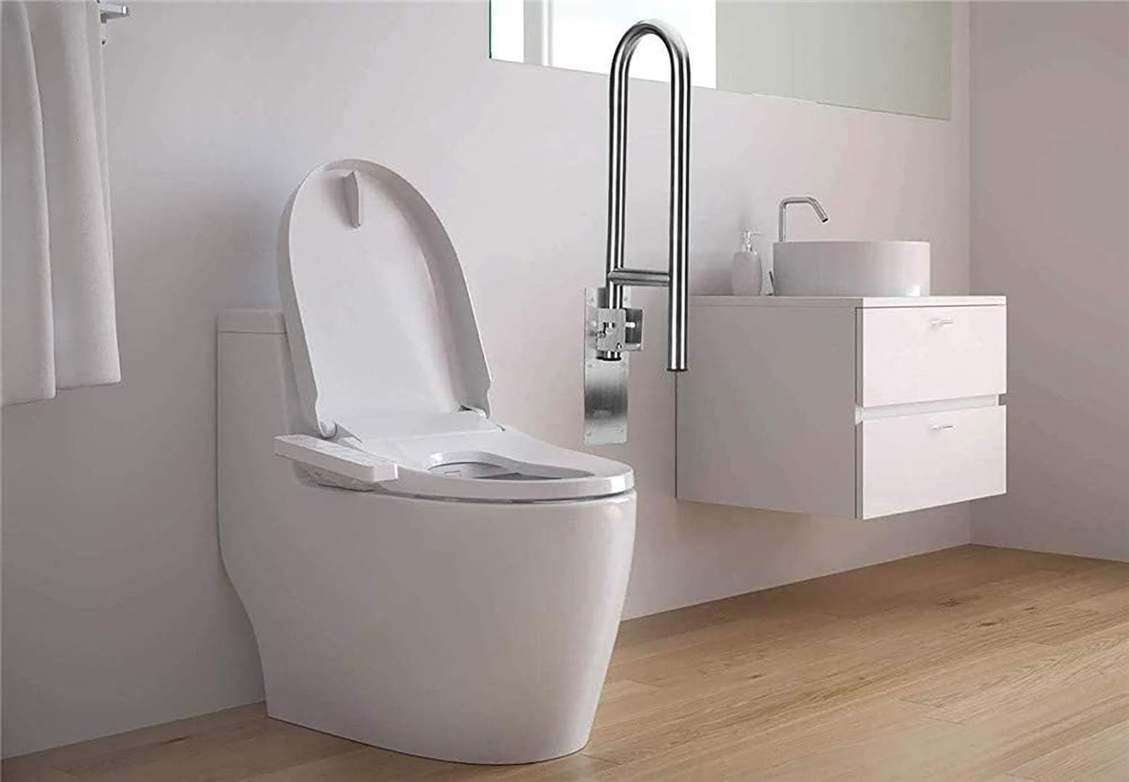 CEEBUS Barra abatible baño Soporte de baño Plegable de Seguridad Rail, WC Soporte de Asistencia, Accesorios Médicos Handicap Barras de Agarre para Ancianos