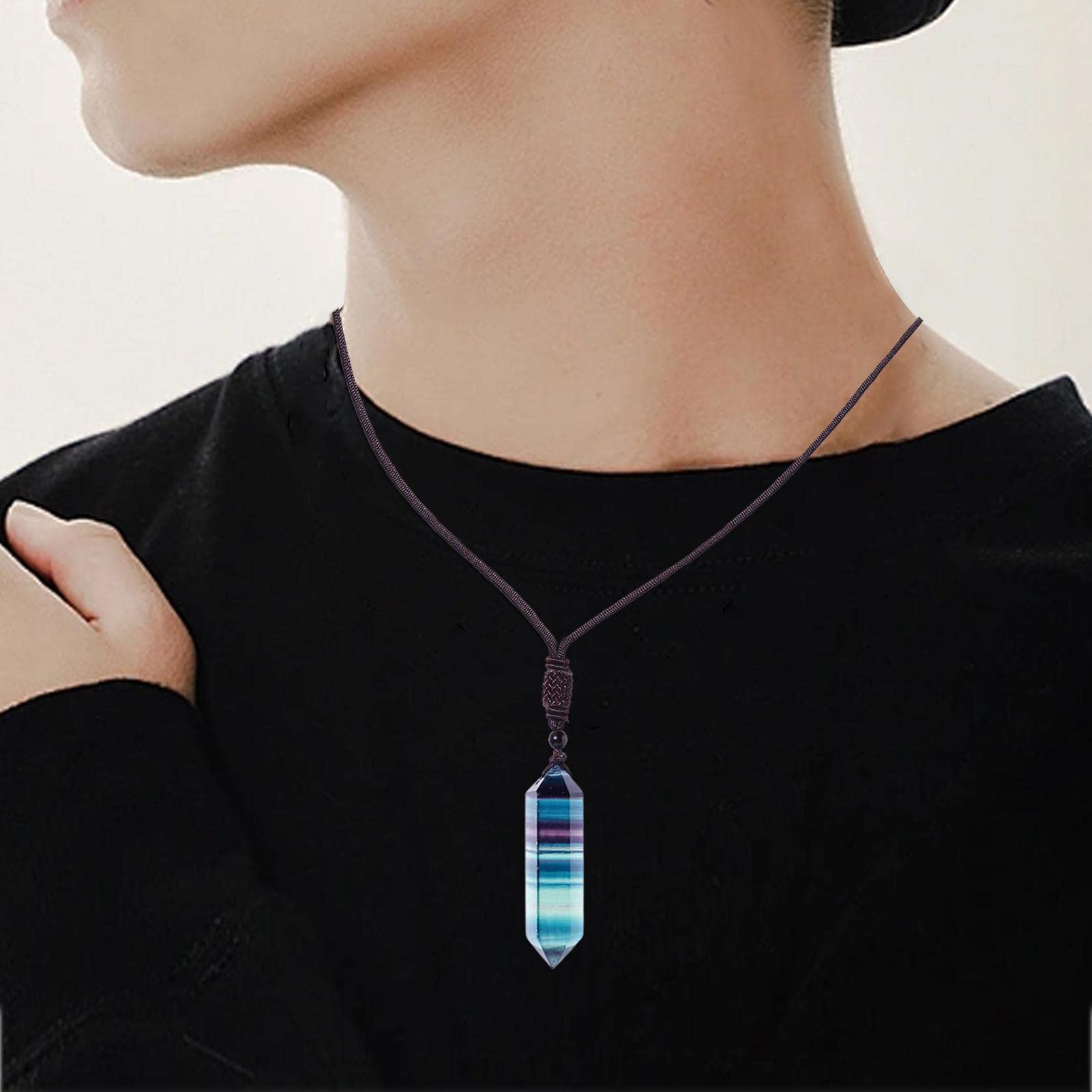 Collana Con Punta Di Cristallo Di Fluorite Arcobaleno - Foto 5