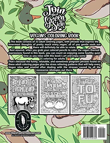 Vegans Coloring Book: Join The Green Side: Humorous Sarcastic Sayings Colouring Gift Book For Adults