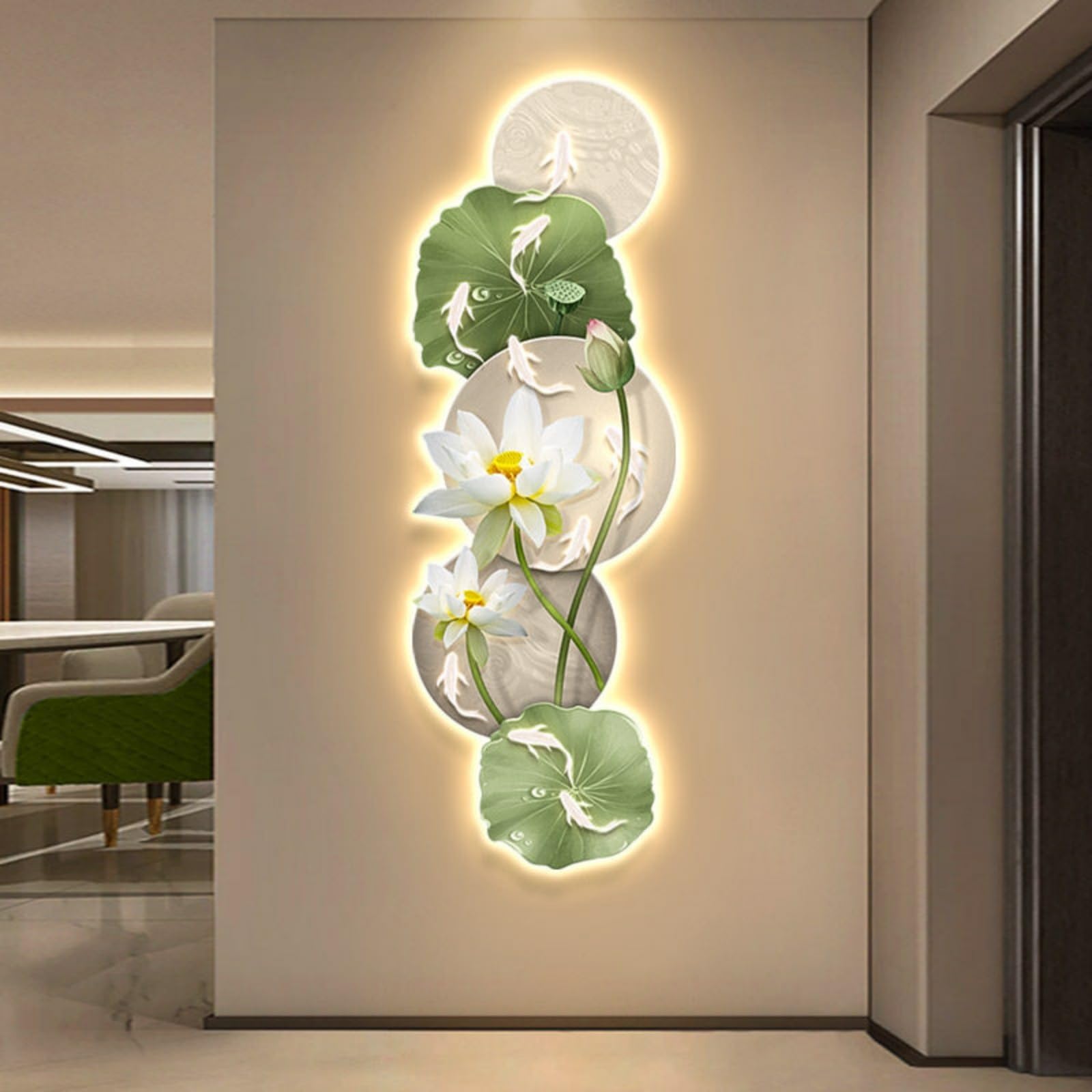 Decorazione artistica da parete 3D con luci a LED, sculture da parete moderne per soggiorno, decorazione murale illuminata, decorazione da appendere al portico, decorazione unica per la casa