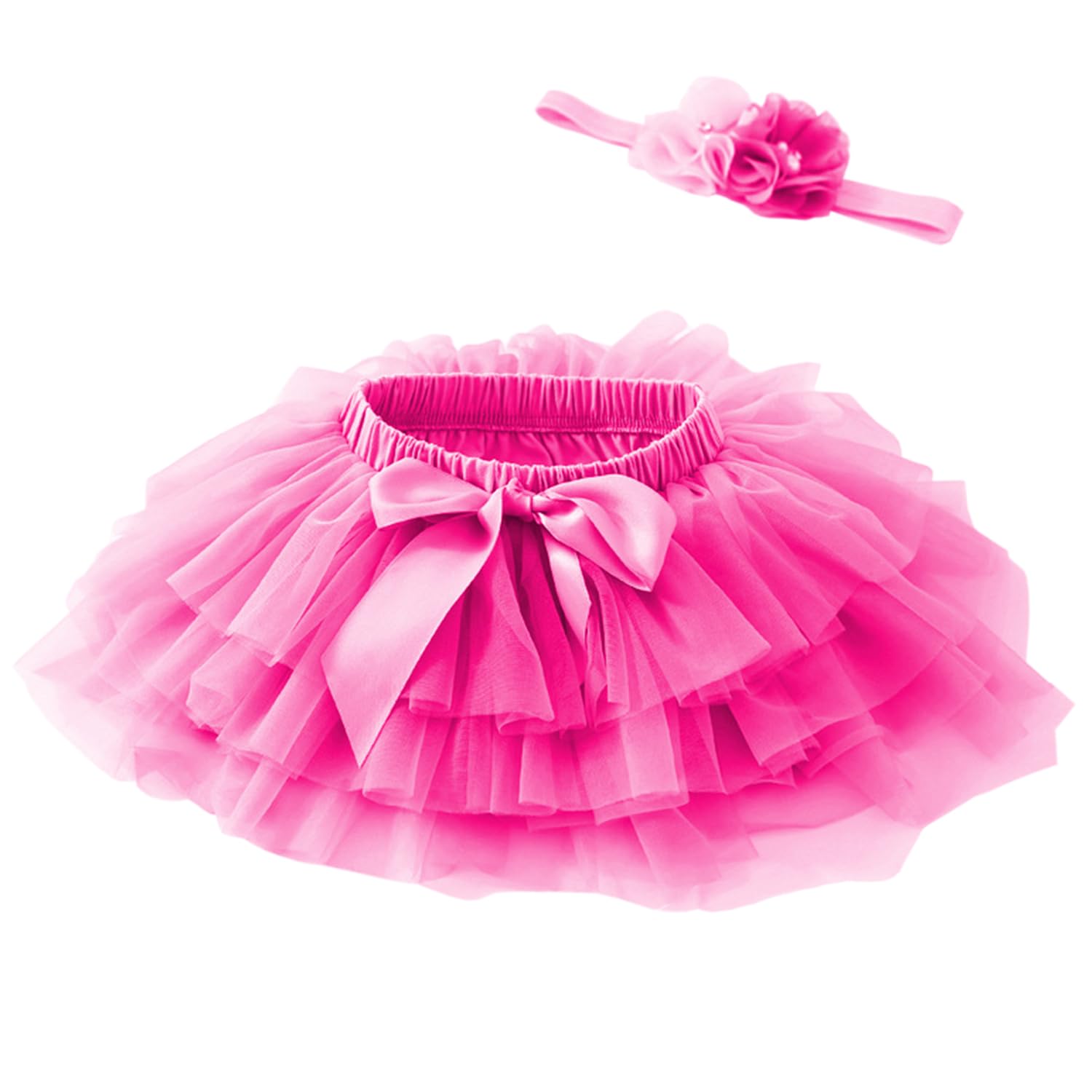 Jupe en tulle douce et moelleuse pour bébé fille avec housse de couche - Princesse - Ensemble tutu de fête avec bandeau à fleurs