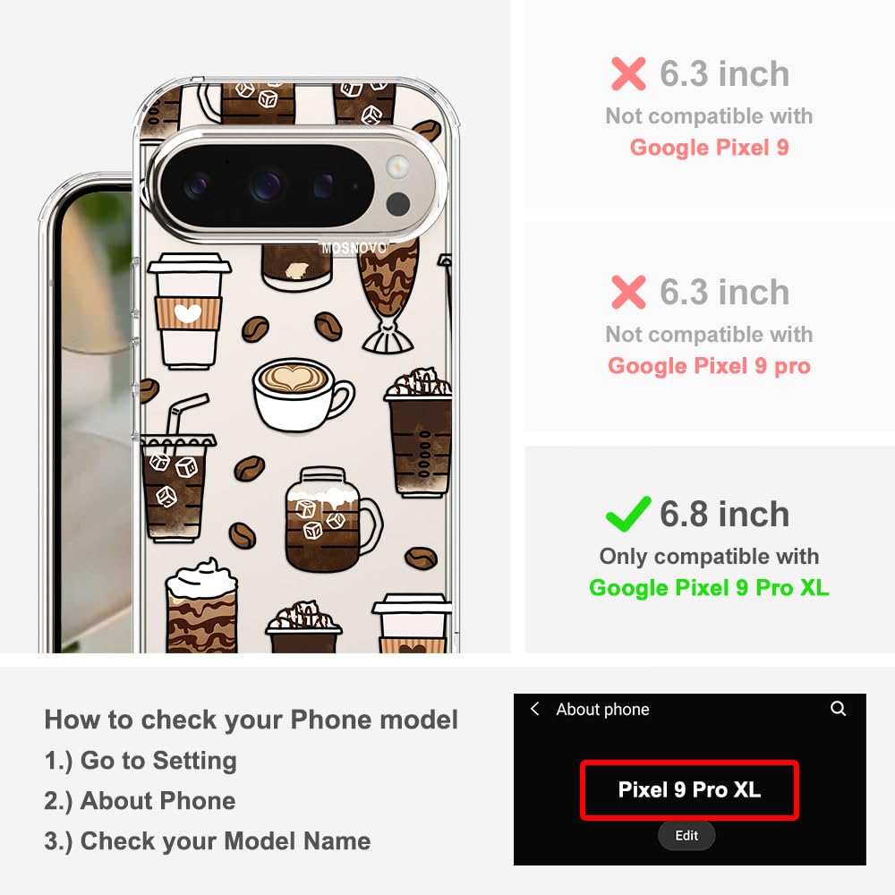 MOSNOVO Case for Google Pixel 10 & Pixel 10 Pro, [Buffertech 6.6ft Military-Grade Drop Protection] [Anti Peel Off Tech] Clear TPU Bumper Phone Case Cover Design - Cute Cherry — view 138