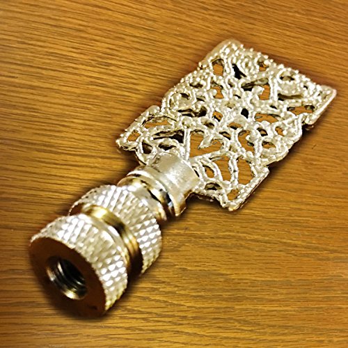 Image of Royal Designs Rectangle Center Cross Filigree 2.5 inch Lamp Finial for Lamp Shade, Polished Brass - Set of 2